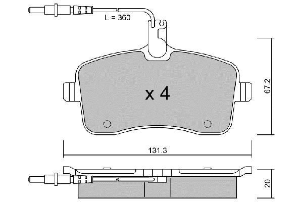 Jeu de 4 plaquettes de frein AISIN ref. BPPE-1009